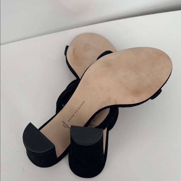Veronica Beard Black Suede Block Heel Sandals - Picture 4 of 5